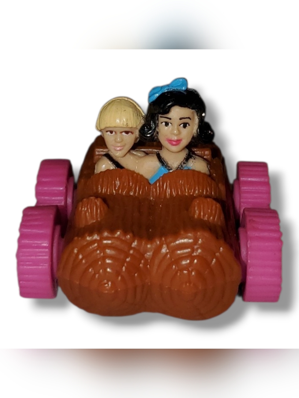 McDonald's Brown Log Car with Pink Wheels and Blue Bow